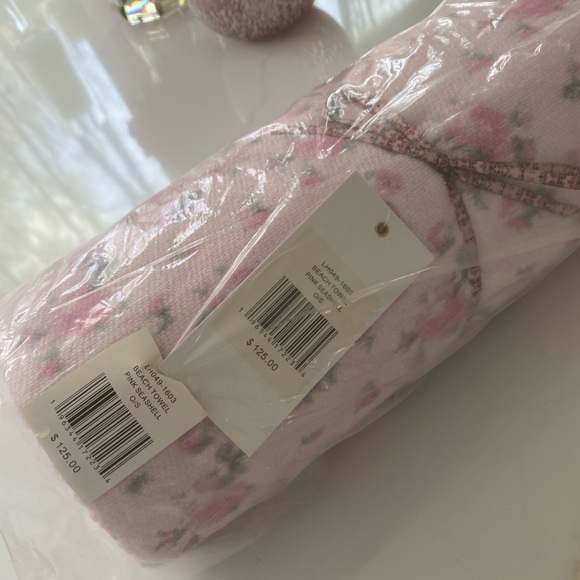 LoveShackFancy beach towel in Pink Seashell - Picture 2 of 5